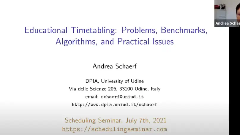 Timetabling Seminar on YouTube